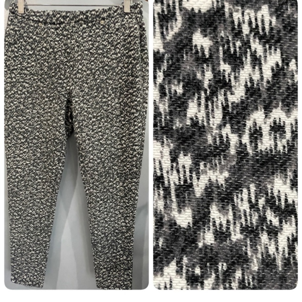 Michael Kors Women’s Black, White, Gray Patterned Pants Pull Up Size L